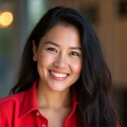 Founder and Creative Director Jane Kim smiling in urban fashion attire